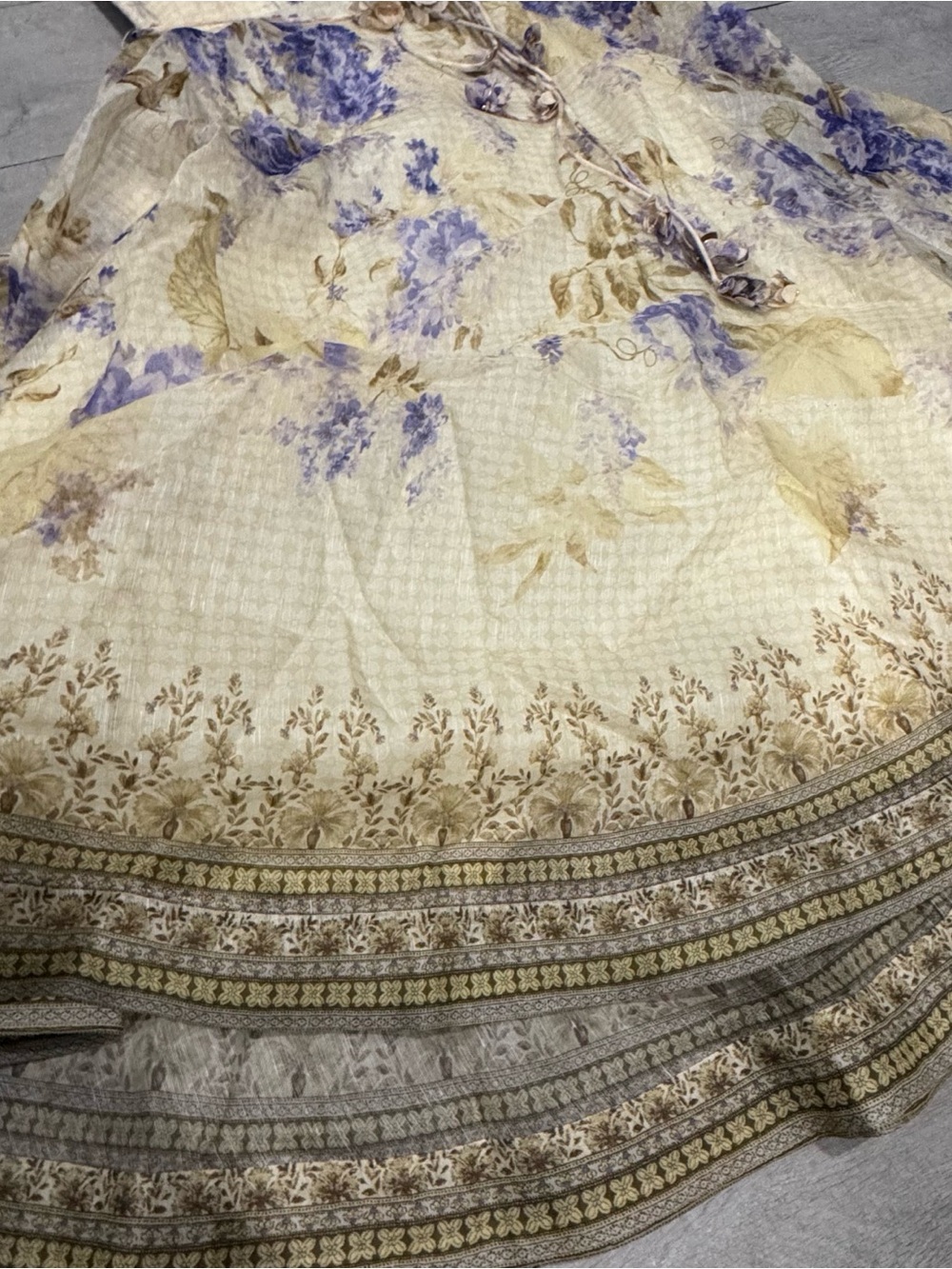 Zimmermann Cream and Lavender Floral Midi Dress with Gold Accents - Picture 4 of 10